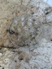 Vintage Clear Glass Flower Frog 5 inch Diameter 16 Hole Excellent