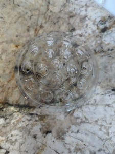 Vintage Clear Glass Flower Frog 5 inch Diameter 16 Hole Excellent