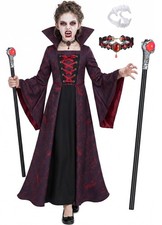 Vampire Costume for Little Girls, Gothic Victorian Vampiress Dress 8 10