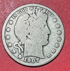 1907S US Barber SILVER Half Dollar "San Francisco" Mint! Good! Lower Mintage!