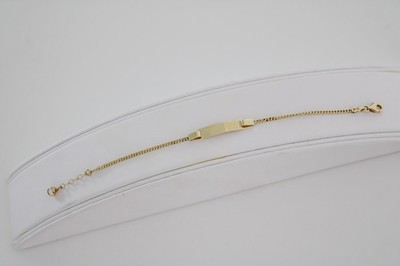 Baby Name Tag Bracelet 10k Solid Gold 2mm Cuban Link Adjustable 5.5''-6''