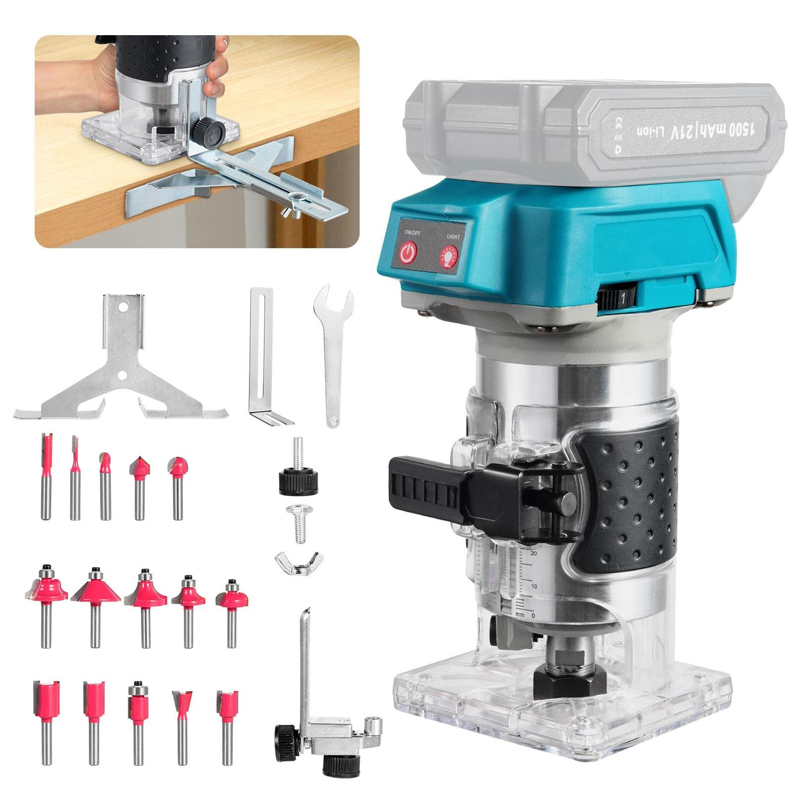 6 Speeds Cordless Palm Router Compact Wood Router Trimmer for Makita 18V Battery