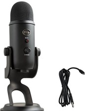 Blue Yeti USB Microphone Black Mute Button Gain Control Headphone Monitoring