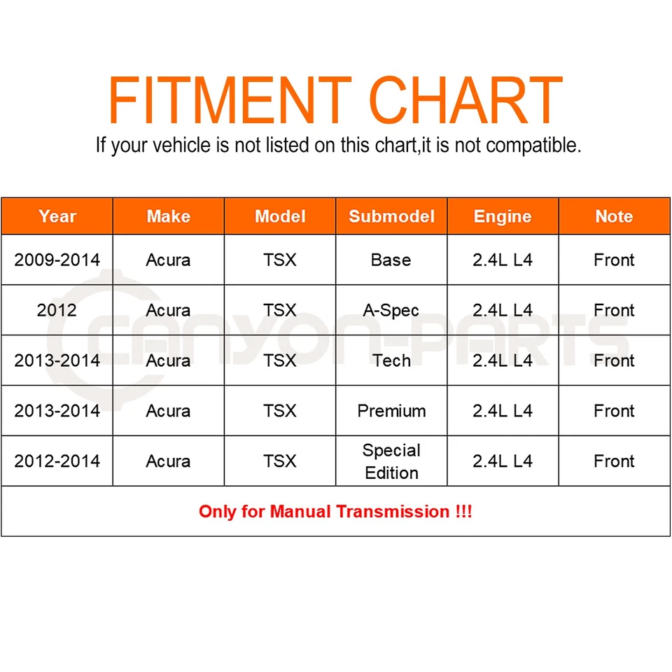 Conjunto de eje CV delantero izquierdo derecho para Acura TSX 2009-14 2,4 L transmisión manual Foto 2 de 4