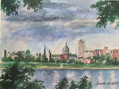 Harrisburg Shoreline Skyline Print Pennsylvania Senator Holl VTG 1992 Republican