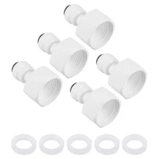 5Pcs 1/4" Tube to 1/2NPT Female Push to Connect Fittings Straight White