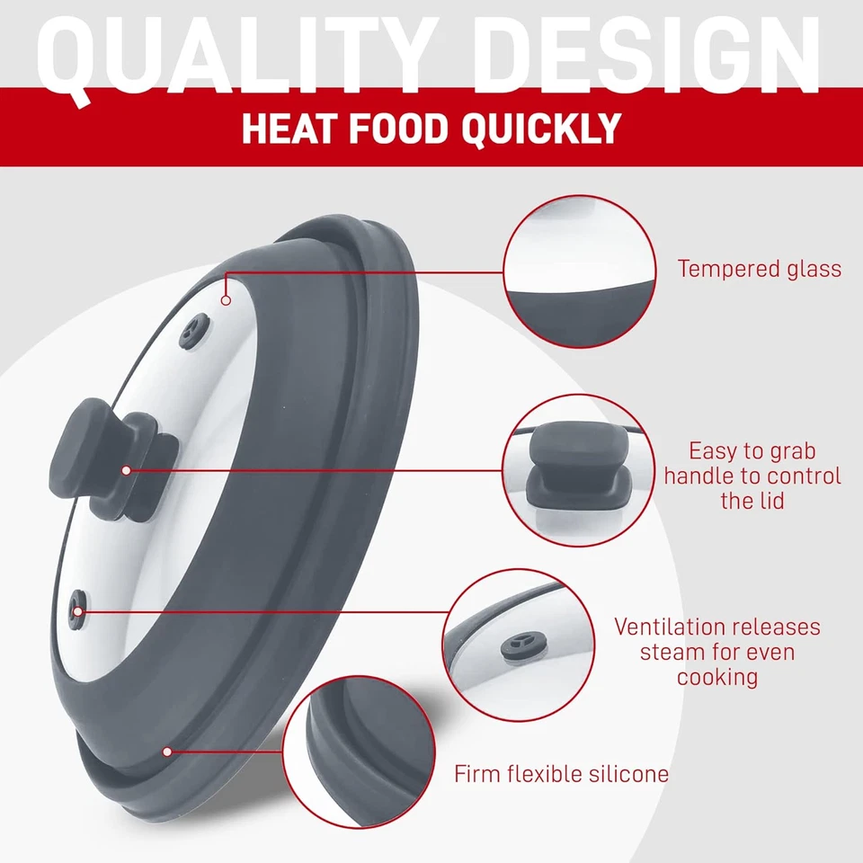 Microwave Splatter Cover Glass-Collapsible Microwave Splatter Cover Plate & Bowl - Image 3 of 4