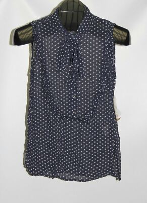 New D&S Ralph Lauren Women's Size Small Sleeveless Tie Neck Patriotic Star Top