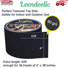 Anti Slip Tape, 4 Inch x 62 Ft Grip Tape for Stairs Outdoor/Indoor, Waterproof