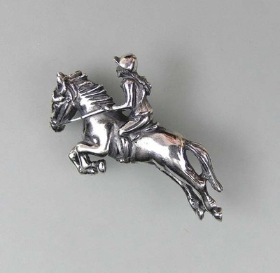 9901052-d 925er Silber Brosche Pferd mit Reiterin 4x3,2cm