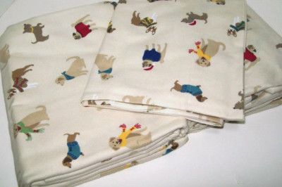 Cuddl Duds Heavyweight Cotton Dogs in Sweater Scarf Flannel Queen Sheet Set