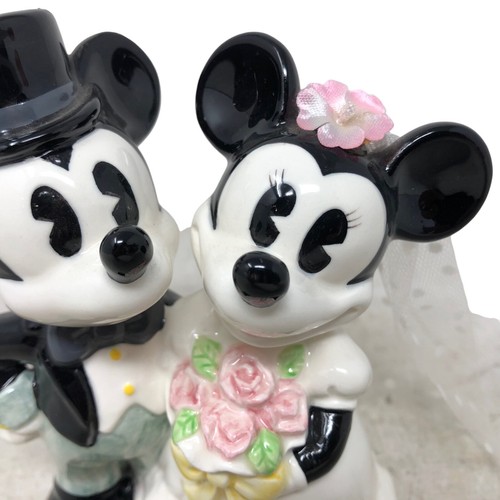 Disney Mickey & Minnie Mouse w/ Veil Bride and Groom Wedding Cake Topper - Picture 3 of 12