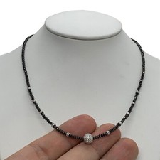 Diamond Black White Necklace 19 TCW 18k Gold 16 in Certified 5,950 920471