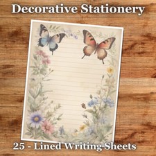25 Sheets Letter Writing Paper  Antique Florals Stationery - 09
