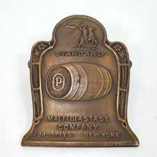Antique Bronze Standard Malt Diastase Company Advertising Clip Brooklyn Brewery