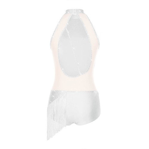 DE ranrann Damen Neckholder Latein Kleid Glitzer Strass Tanzkleid Fransen Rock - Bild 30 von 58