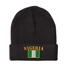 Beanies for Men Nigeria Flag Embroidery Winter Hats Women Acrylic Skull Cap