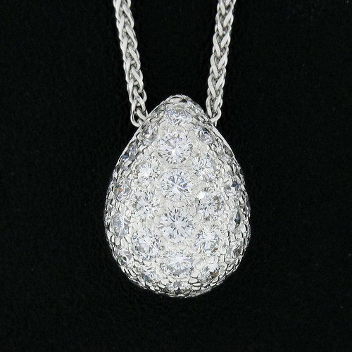 NEW 18k White Gold Pave Diamond Domed 