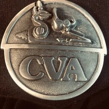 CVA Belt Buckle Pewter Vintage 3” 1978 Connecticut Valley Arms Muzzle Rifle Lock