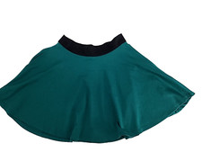 Forever 21 Skater Skirt Short Flare Size Medium Green Black Waistband