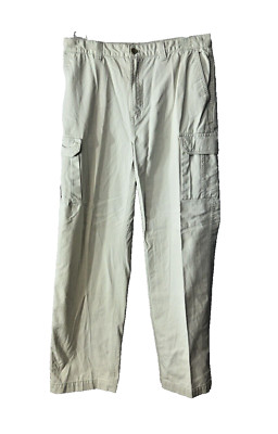 CHAPS Men's Khaki Pants 33X34 Beige Jeans 6 Pockets 100% Cotton 32'' inseam