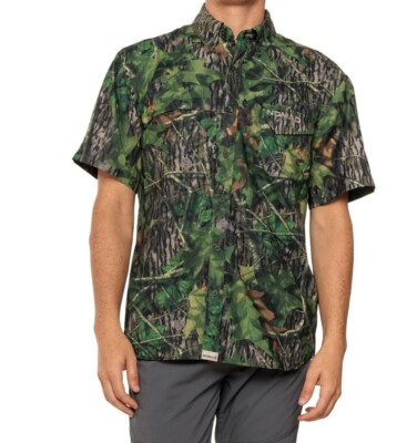 #ad Nomad Men#x27;s M Stretch Lite SS Quick Dry Hunting Shirt Mossy Oak 🦃 $19.00