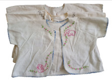 Vintage 1950's Flannel Hand Embroidered Infant Baby Unisex Set of 3 Layette Tops