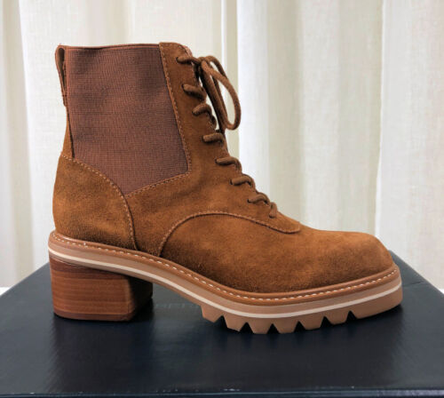 NUEVO EN CAJA BERNARDO Salerno Bota con cordones/suela elástica EE. UU. 7,5 M Tabaco Split Gamuza - Imagen 3 de 17