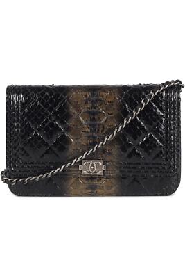CHANEL SCHWARZ 2014 JUNGE GELDBÖRSE MIT KETTE PYTHON SCHULTERTASCHE