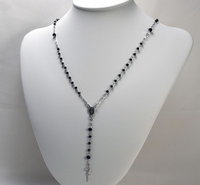 collana rosario oro bianco e onice