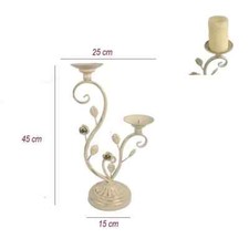 candelabro porta candela candeliere anticato decorazione 2 lume fiamme ceri 45CM