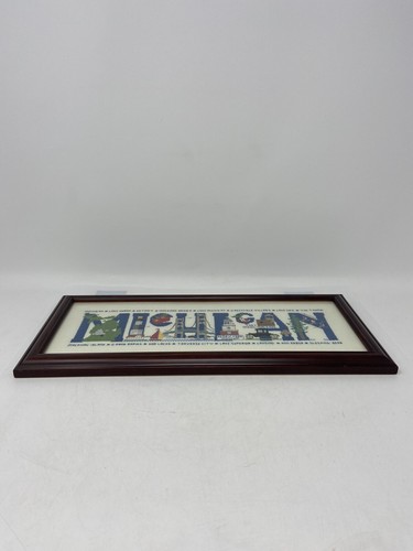 Cross Stitch Michigan Framed Mackinac Bridge Ford Museum… 14 1/4” X 6 1/4” - Picture 8 of 9