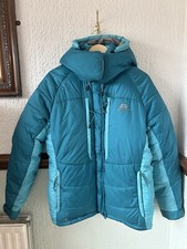 Mountain Equipment Women’s Drilite Loft Down Puffer Blue Hood Jacket Size Uk 12