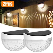 2PCS Solar Fence Light Outdoor Garden Waterproof Wall Mount Decorative Warm Lamp