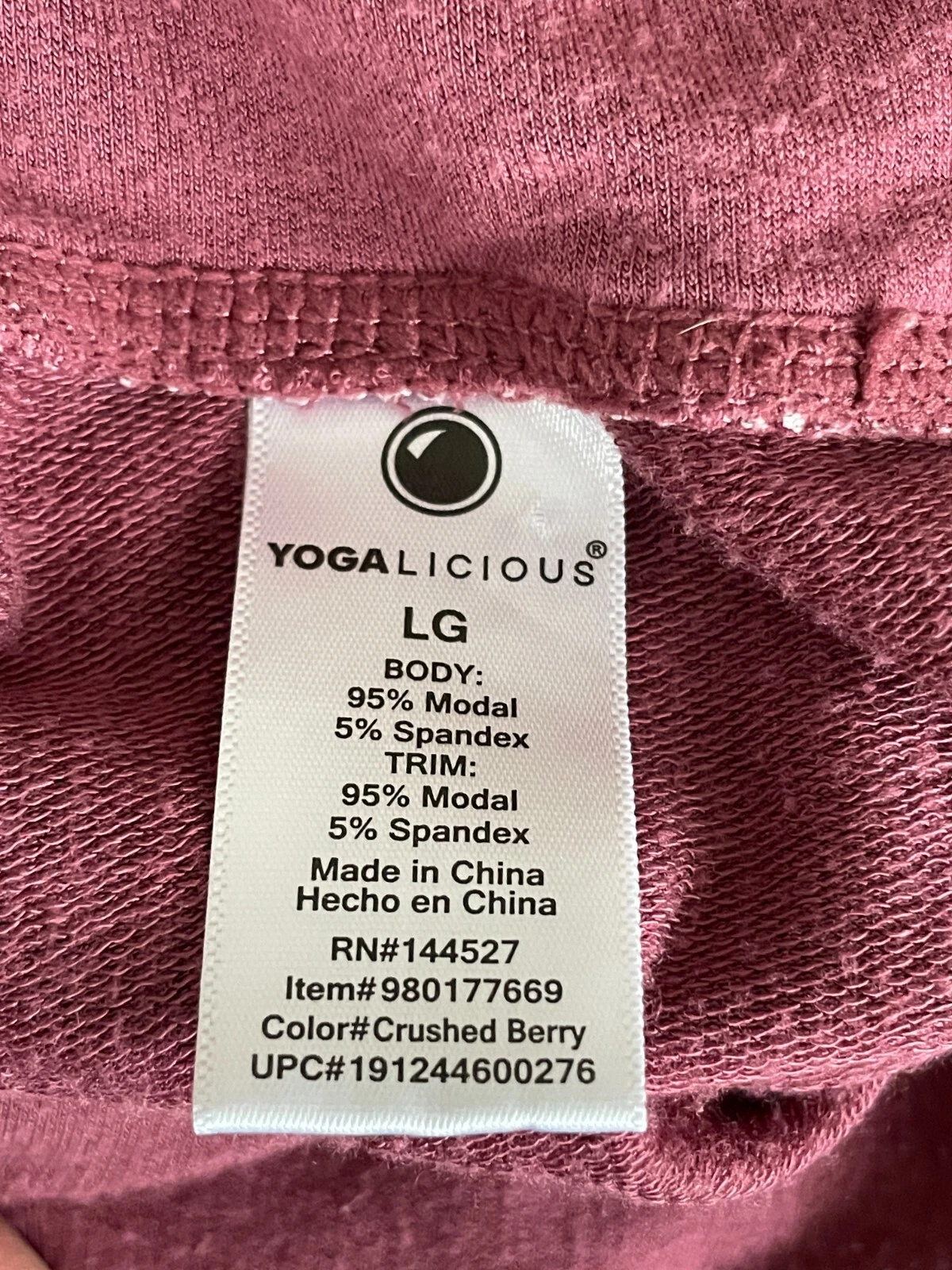 yogalicious activewear mauve berry thumb holes yoga shirt