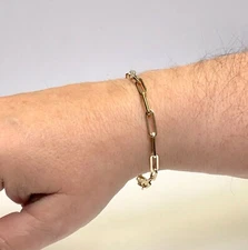 10k Yellow Gold Lite PAPERCLIP Link Chain Bracelet 7.5 Inch 1.6 grams 4.2MM