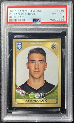 2016 Panini Fifa 365 Dusan Vlahovic BLUE BACK #336 PSA  8