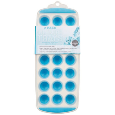 2er Pack Silikon Pop Out Eiswürfelschalen Ideal für Zuhause Familienfeiern - Blau