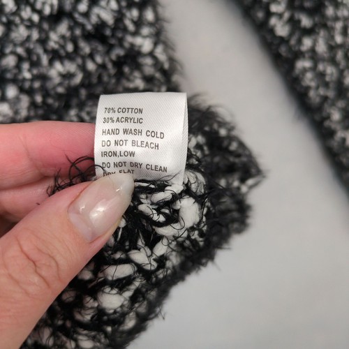 Pull femme POL XL oversize gros tricot noir blanc col roulé flou confortable - Photo 6/7