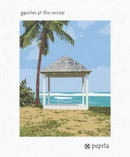 Gazebo At The Ocean Needlepoint Kit or Canvas