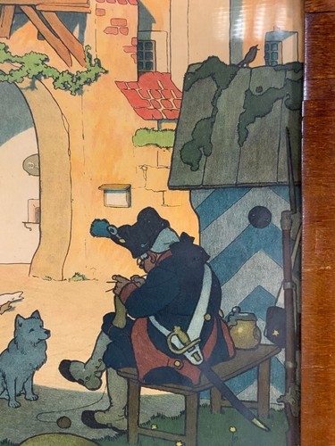 ANTIKER KUNST DRUCK GERAHMT HINTER GLAS DIE WACHE ABMESSUNGEN 37x49cm - Bild 7 von 11