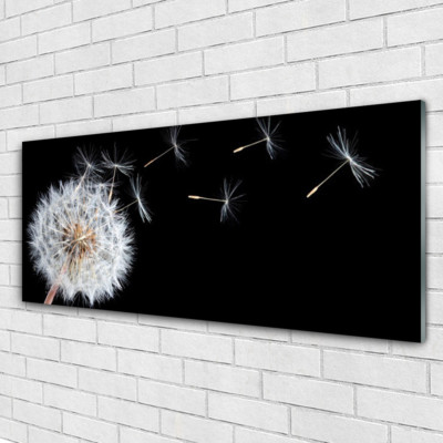 Tableau Déco Murale Floral - Pissenlit Sur Plexiglas® 125x50 Cm, Style Moderne Gris Et Blanc