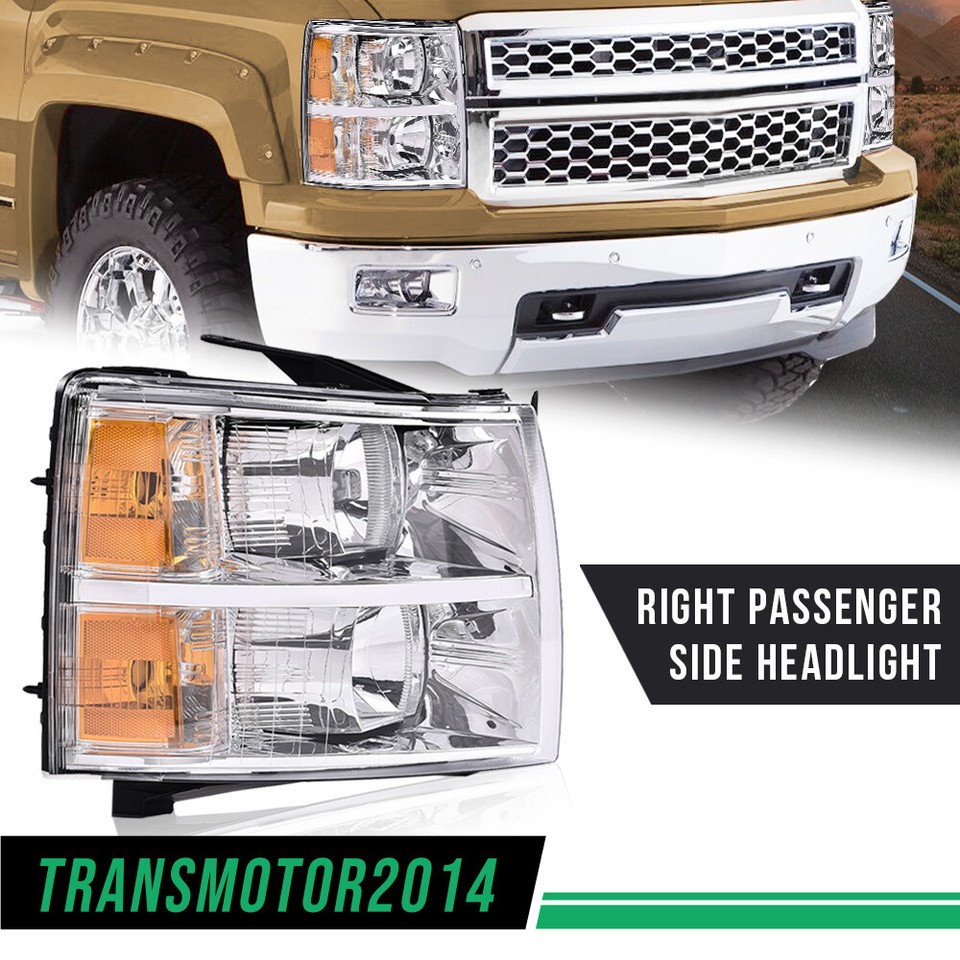 FOR 2014-2015 CHEVY SILVERADO BLACK HOUSING AMBER SIDE HEADLIGHT/LAMP W
