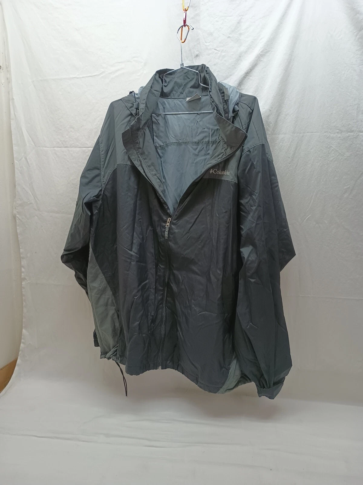 Columbia Jacket Mens XXL Long Sleeve Full Pockets Hidden Hooded Lightweight