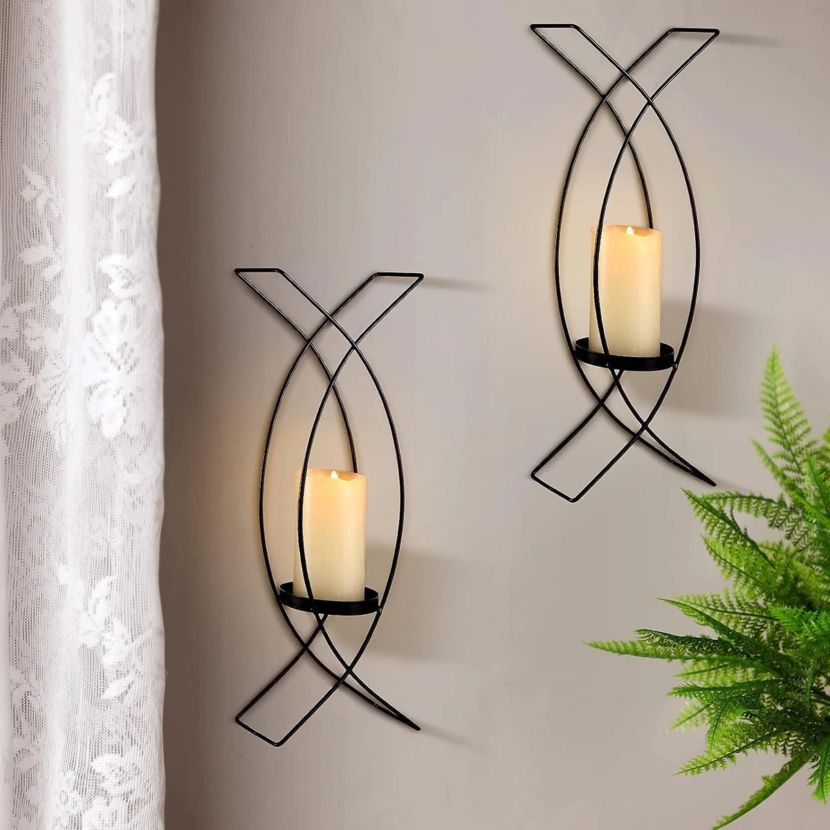 Metal candle outlet wall sconces