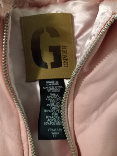 G Brand by Guess Baby Rosa Kunstfell Puffer Jacke Seitentaschen/Reißverschluss Ärmel - Bild 2 von 6