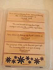Set 5 Stampin Up 2005 Wood Rubber Stamps, Inspiration Quotes - Meaning of Life