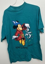 Vintage 90s Mickey Mouse 25 Year Anniversary Disney World Blue Shirt Size L