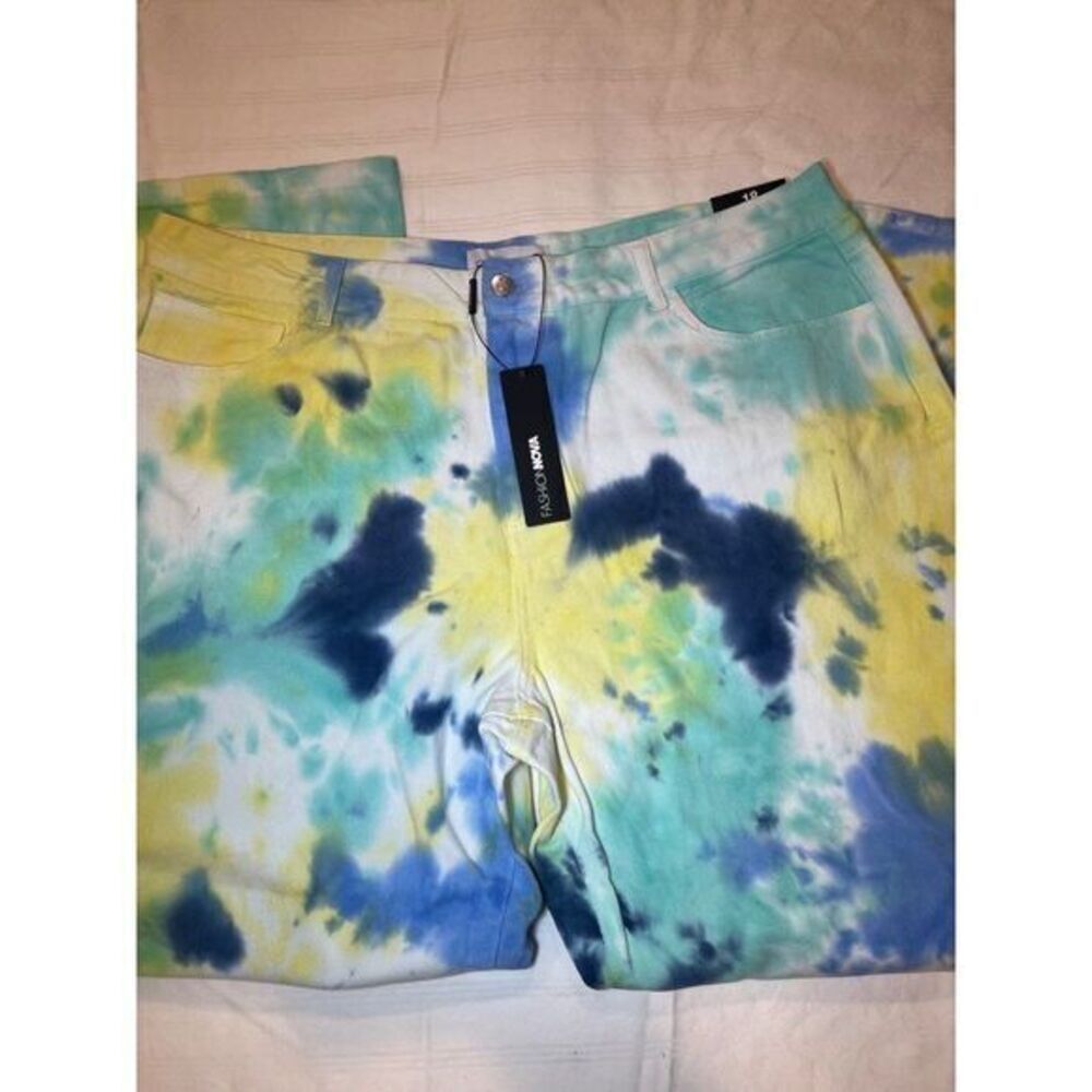 Drama Queen Tie Dye Straight Leg Jeans Blue/combo Size 18 Plus RefFNB image 4
