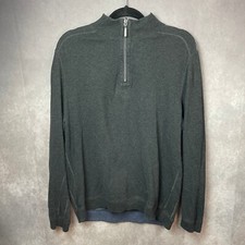Tommy Bahama Sweater Mens Large Reversible Pullover 1/4 Zip Blue  Gray Casual